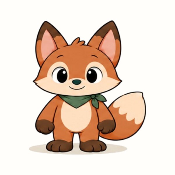 Nigel the fox, an orange fox in a green bandana